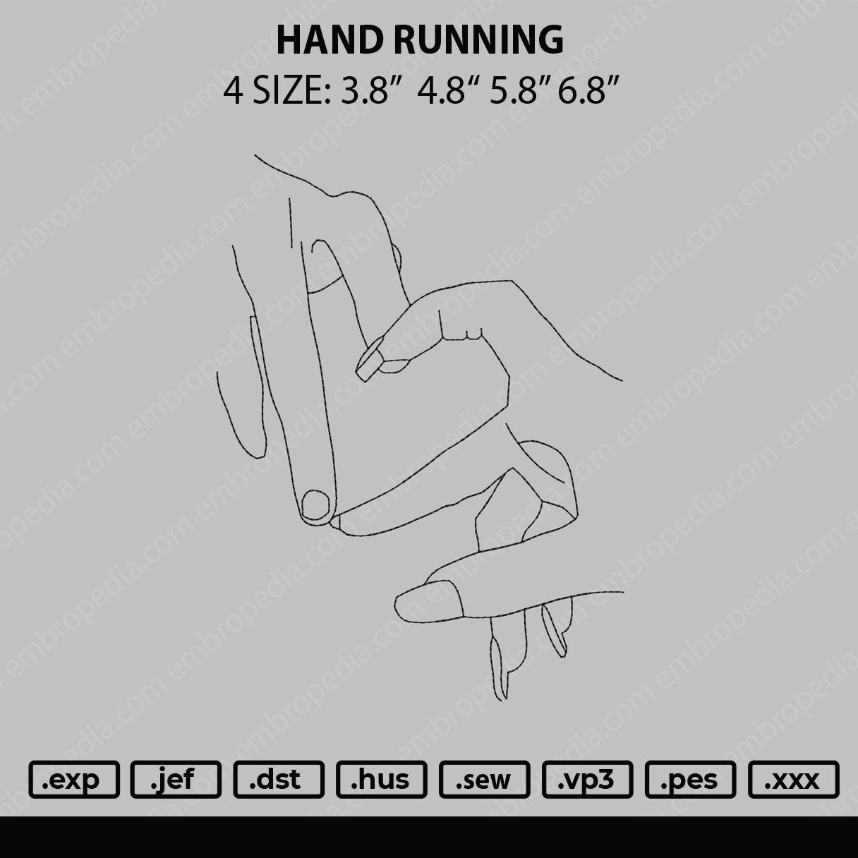 Hand Running Embroidery File 4 size