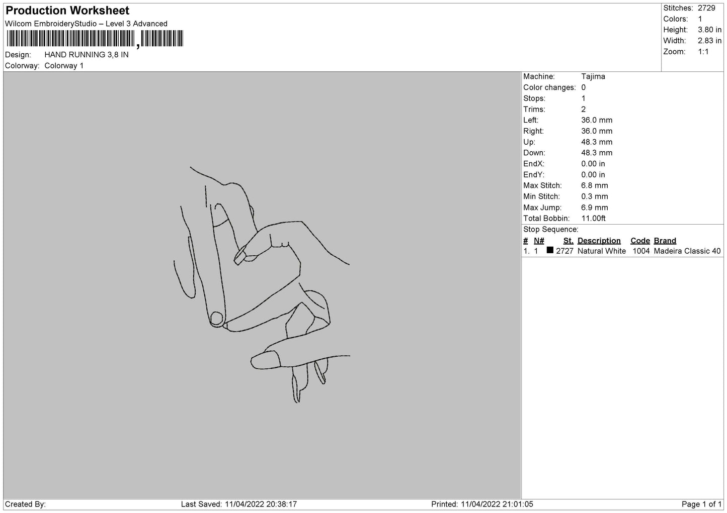 Hand Running Embroidery File 4 size