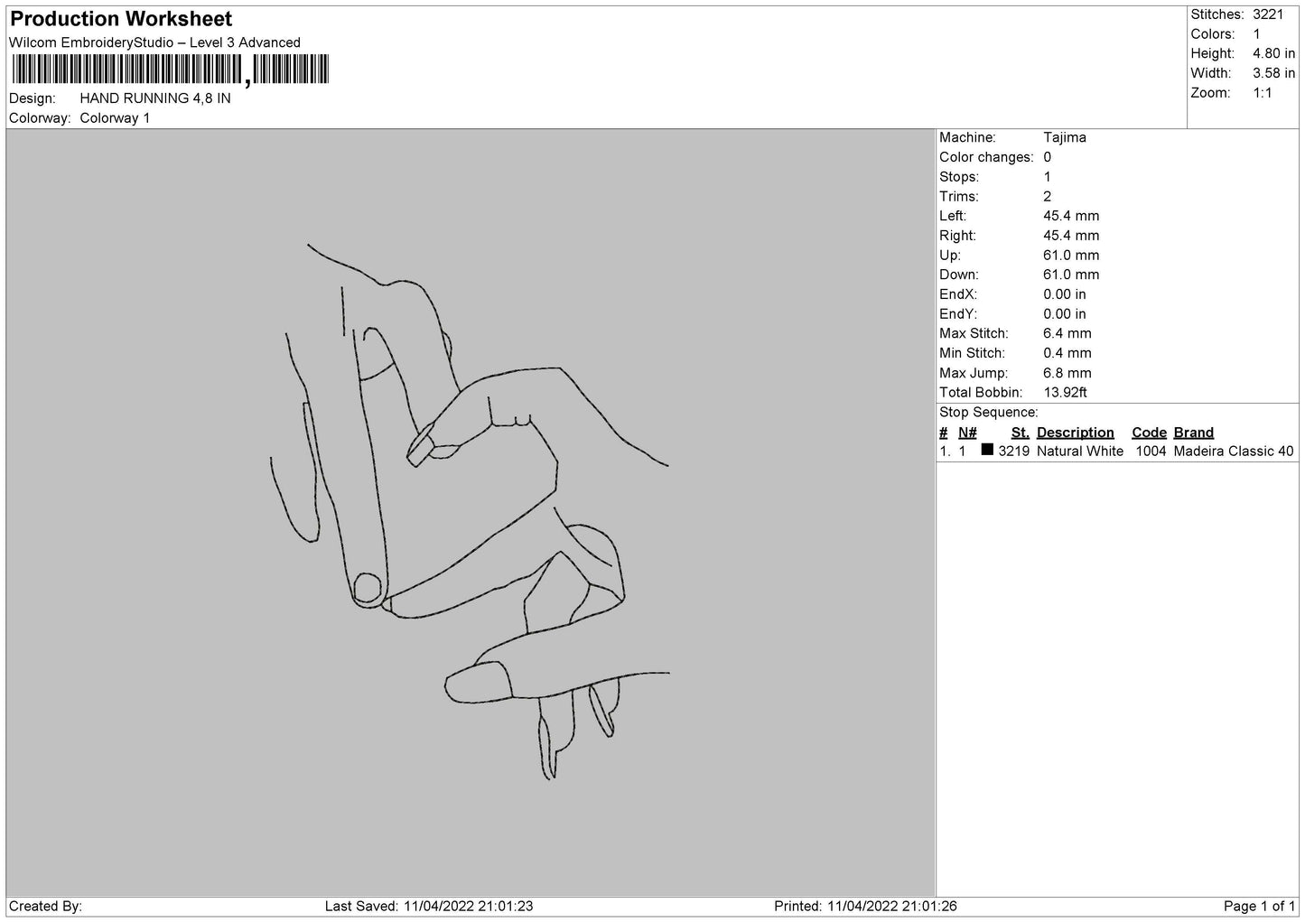 Hand Running Embroidery File 4 size