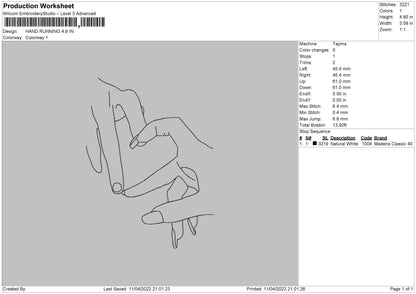 Hand Running Embroidery File 4 size