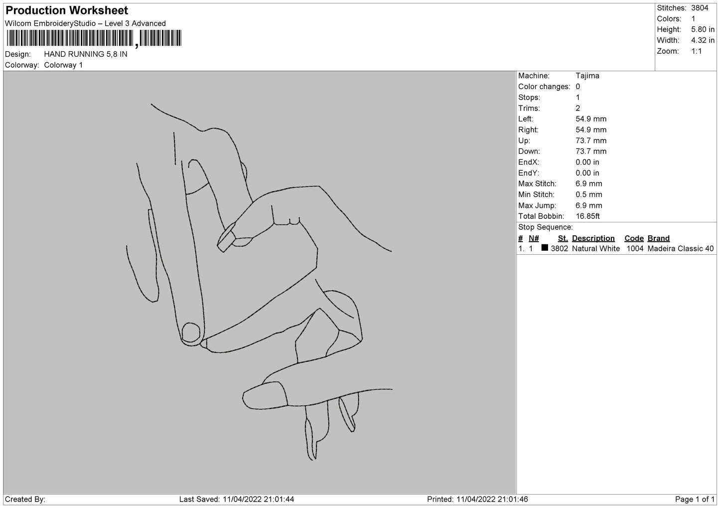 Hand Running Embroidery File 4 size