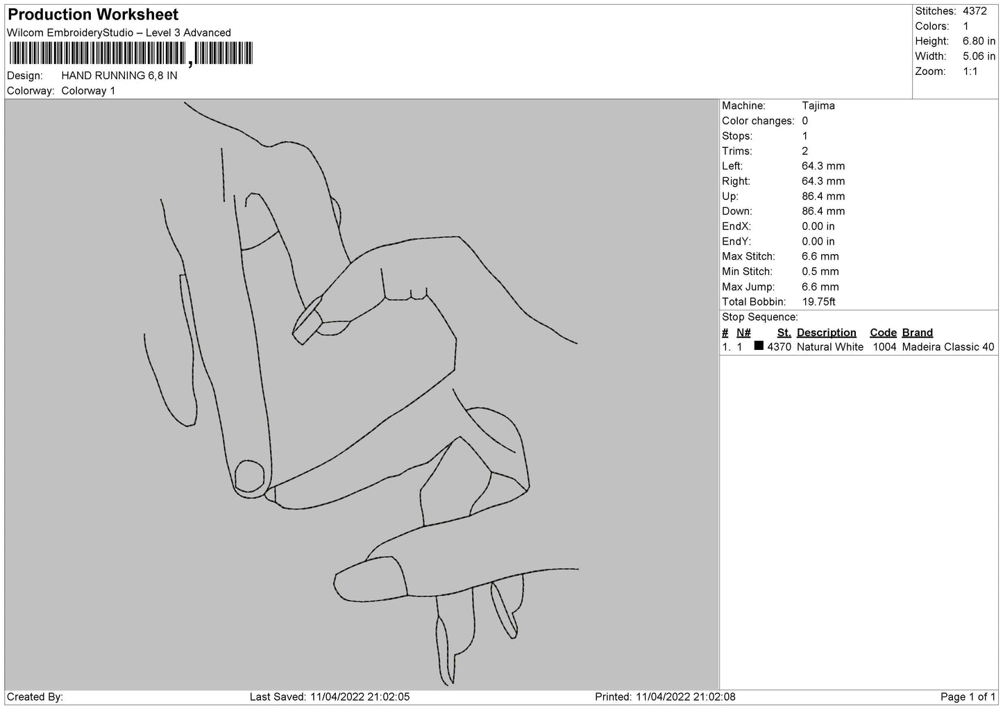 Hand Running Embroidery File 4 size
