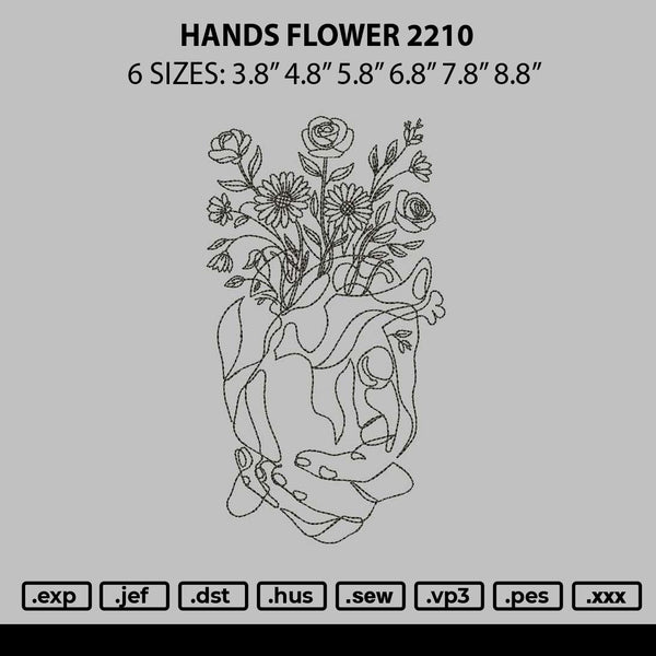 Hands Flower 2210 Embroidery File 6 sizes