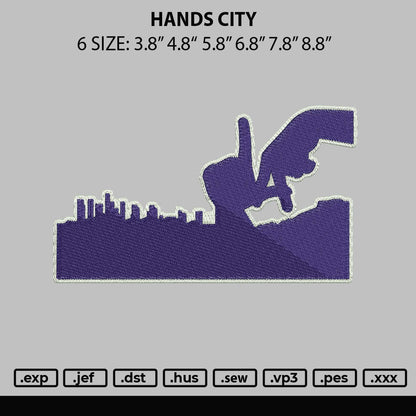 Hands City Embroidery File 6 sizes
