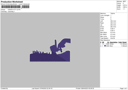 Hands City Embroidery File 6 sizes