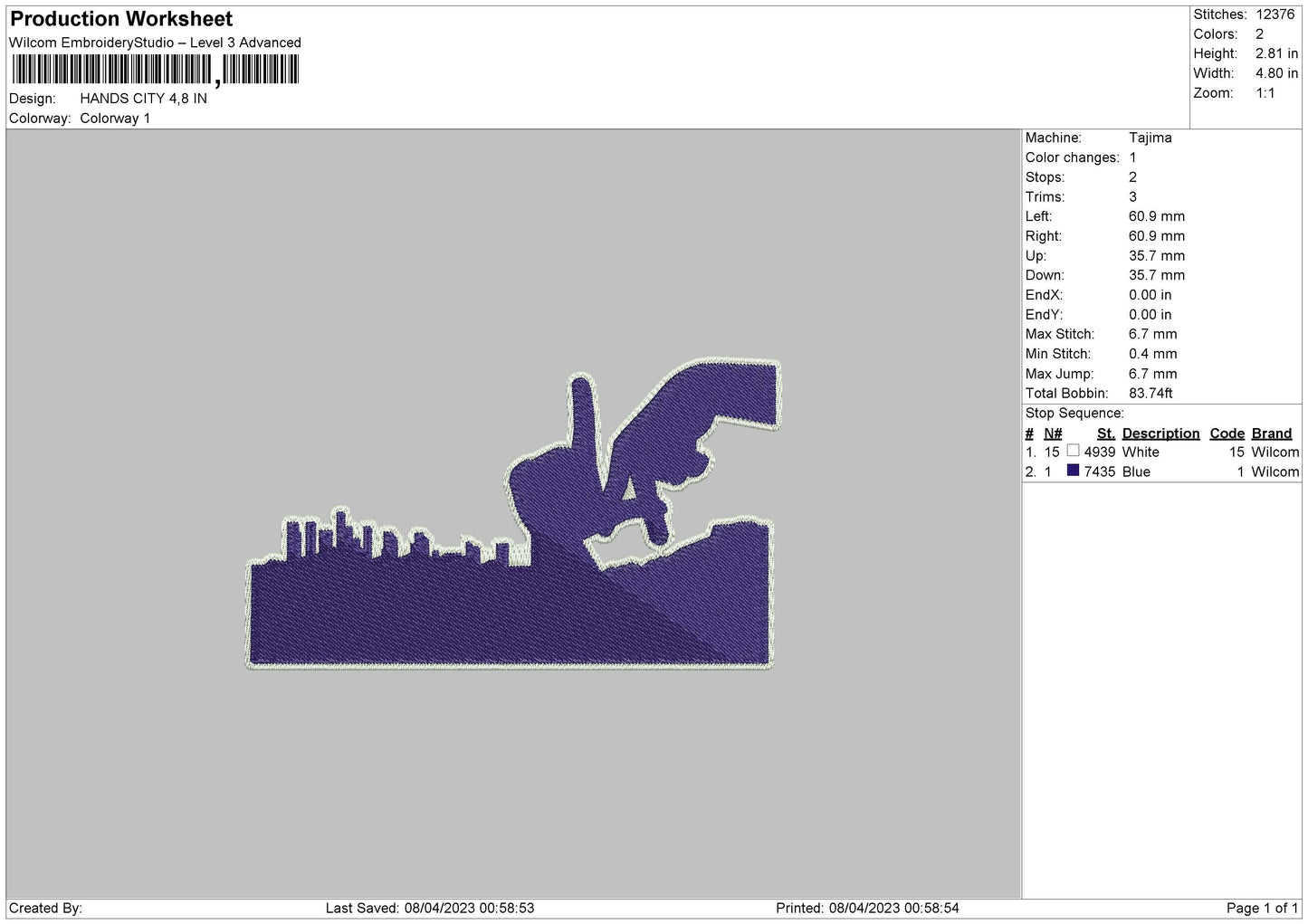 Hands City Embroidery File 6 sizes