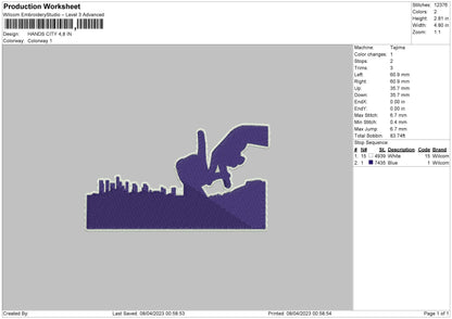 Hands City Embroidery File 6 sizes