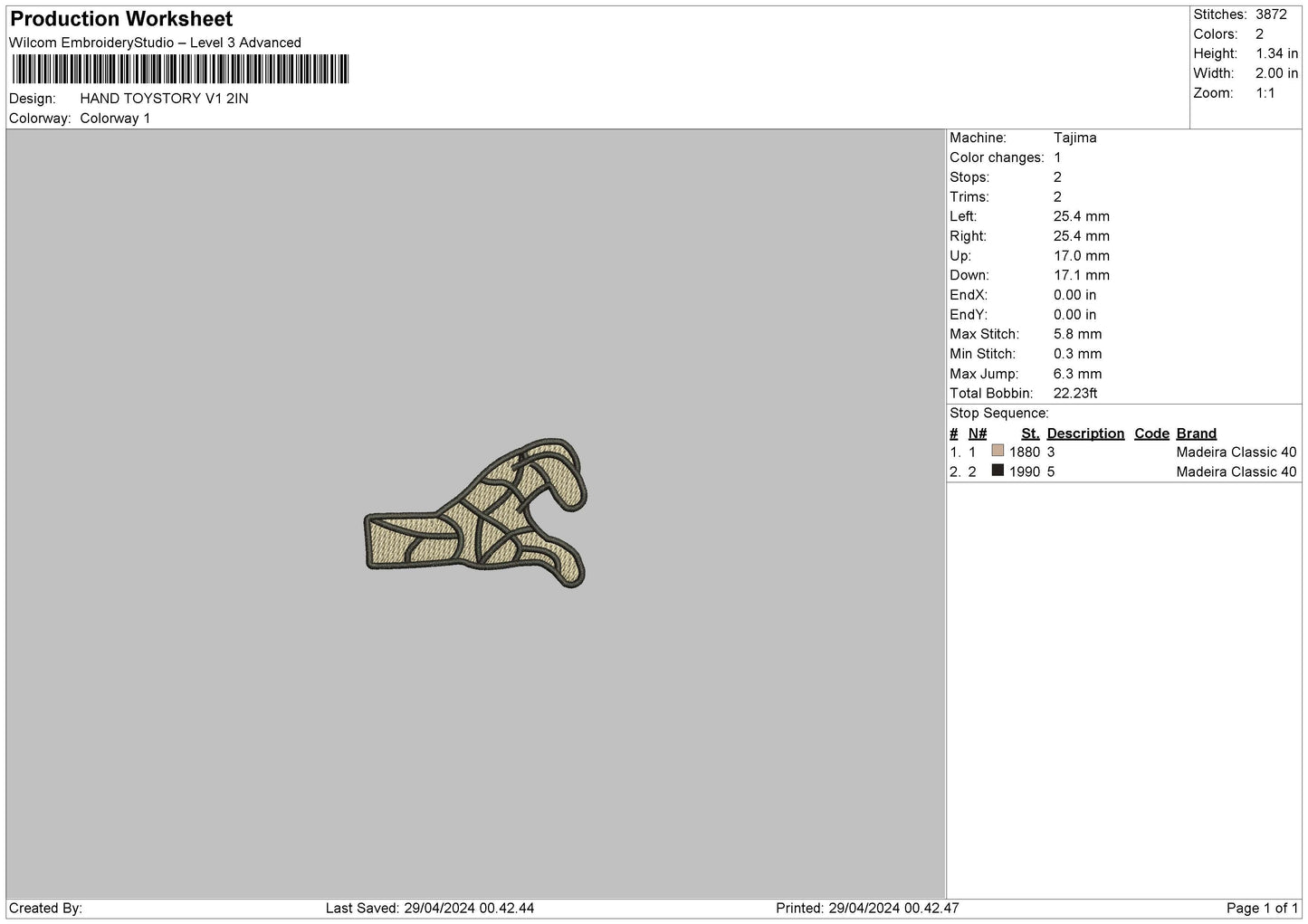 Hand 2904b Embroidery File 6 sizes