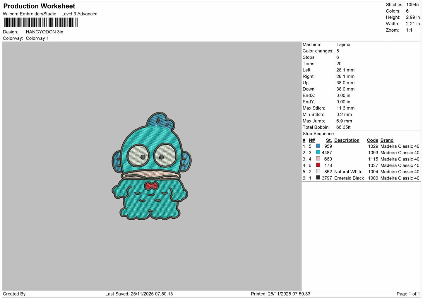HANGYODON Embroidery File