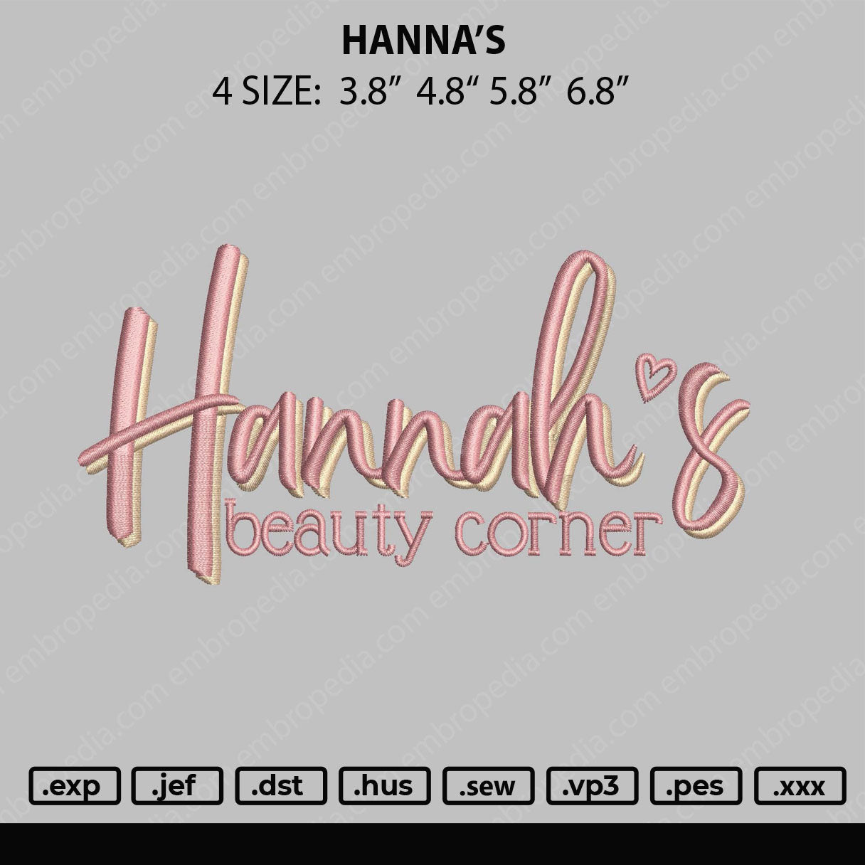 Hannah Embroidery File 4 size