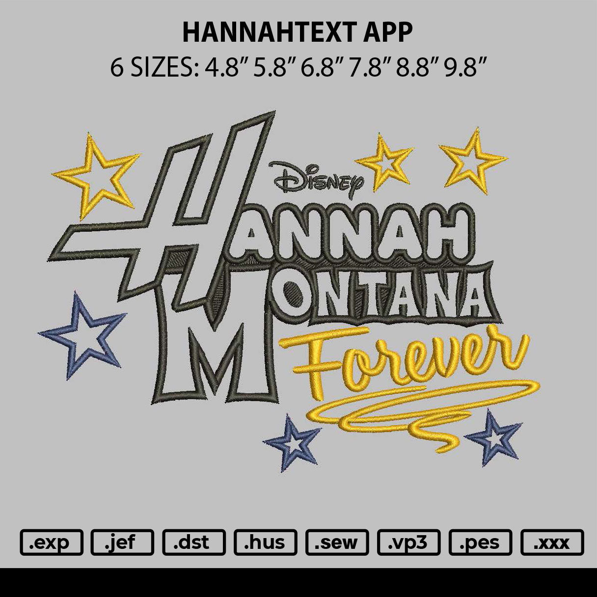 Hannahtext App Embroidery File 6 sizes