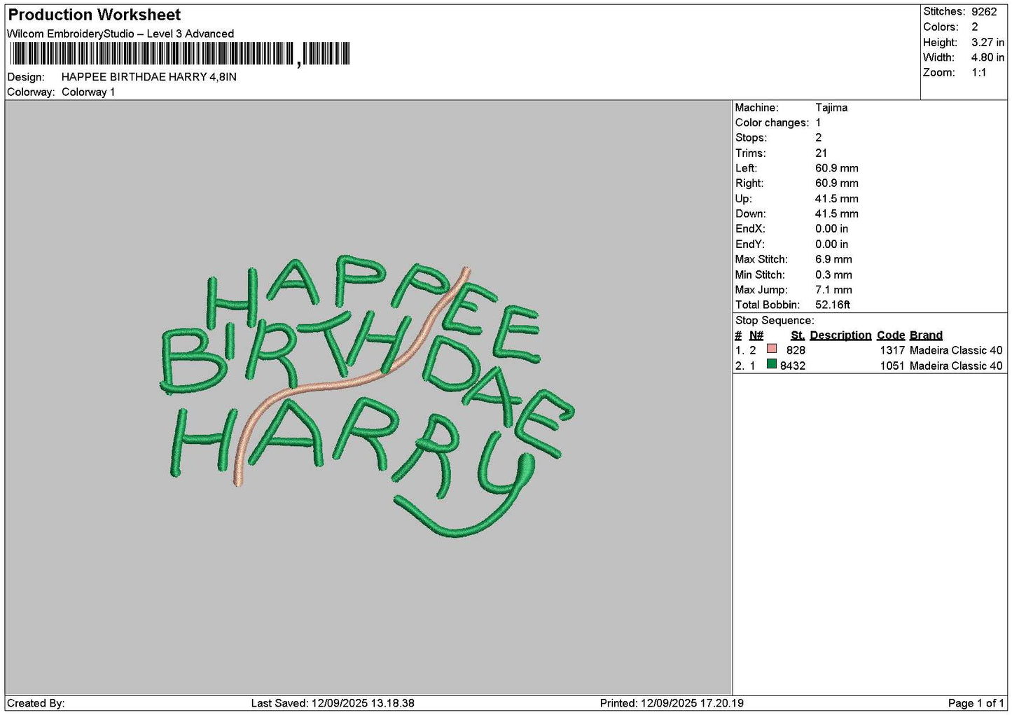Happeetext Embroidery File 6 sizes