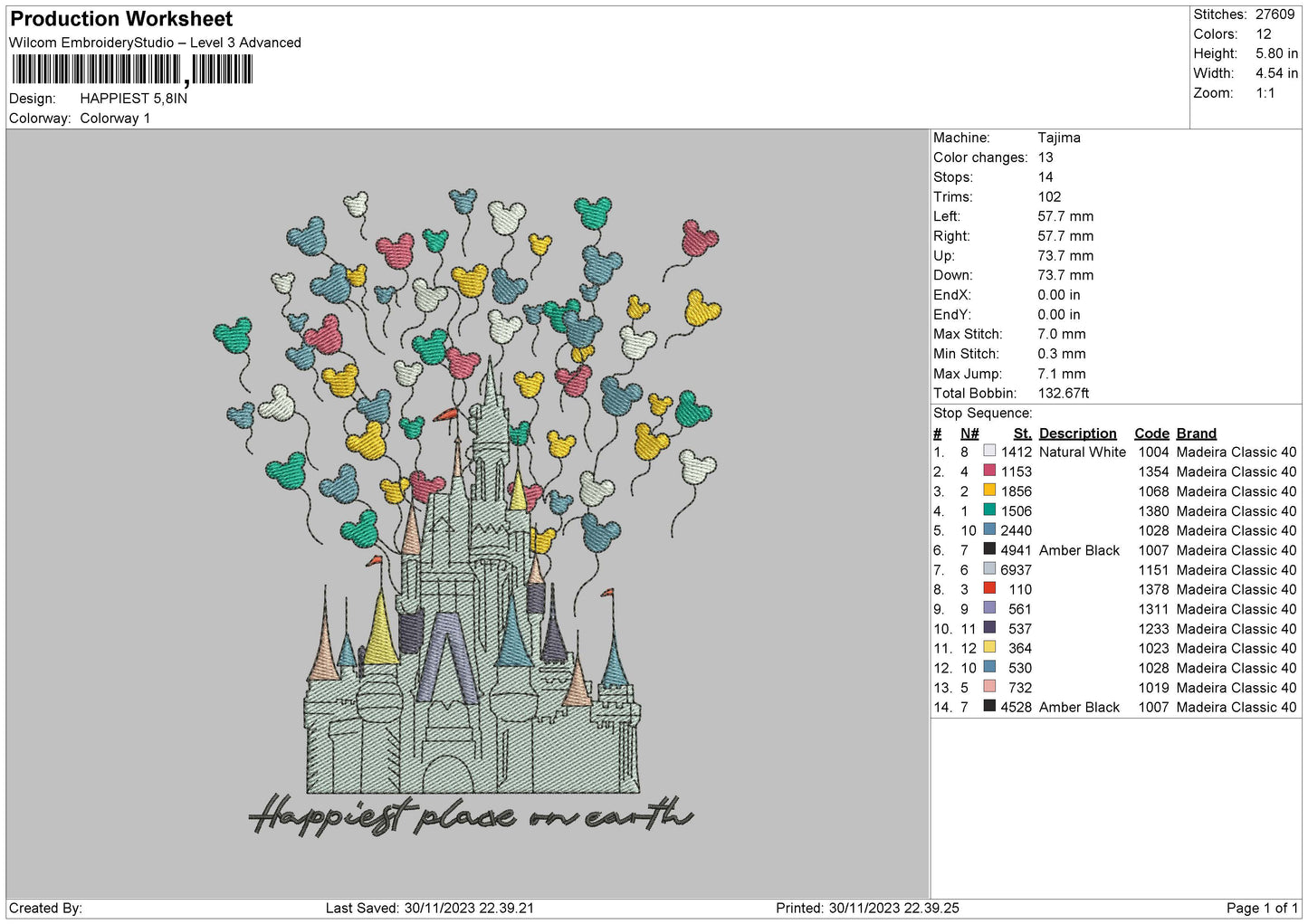 Happiest Embroidery File 6 sizes