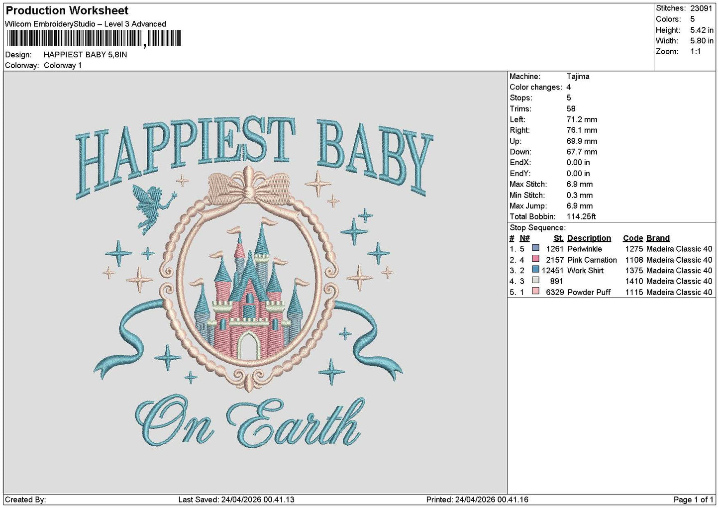 Babytext 2404 Embroidery File 6 sizes