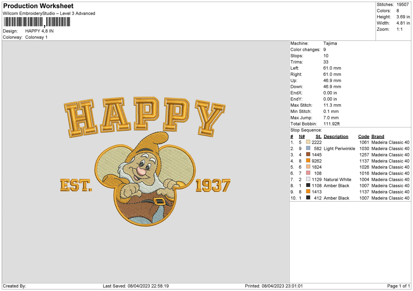 Happy Emboidery File 6 sizes