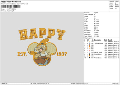 Happy Emboidery File 6 sizes
