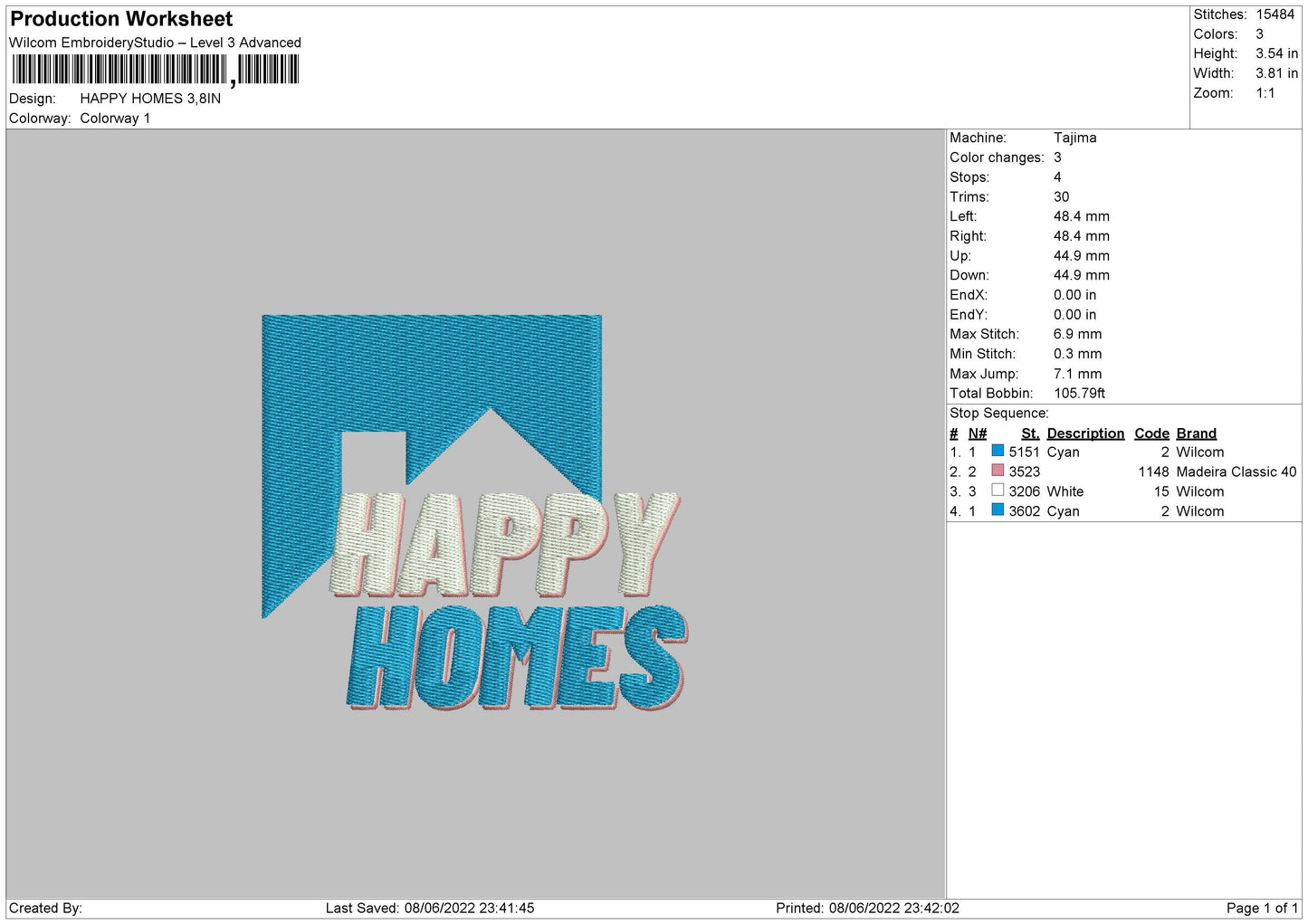 Happy Homes Embroidery File 4 size