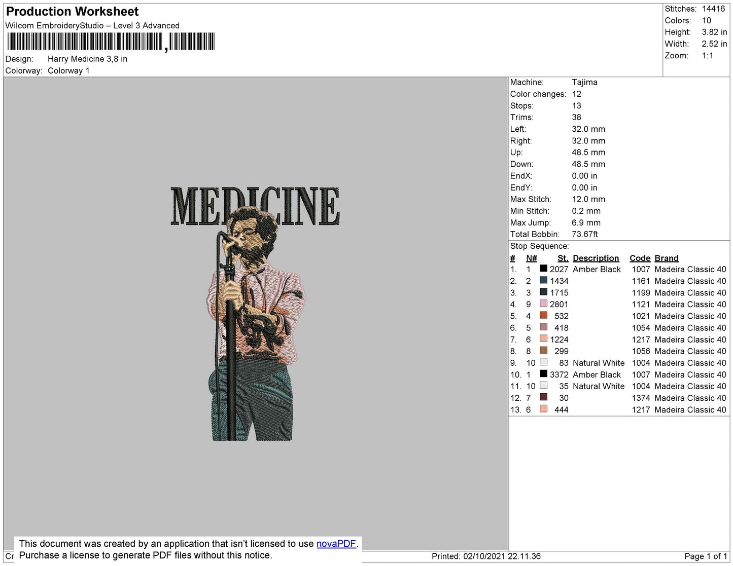 Harry Madicine Embroidery File 4 size