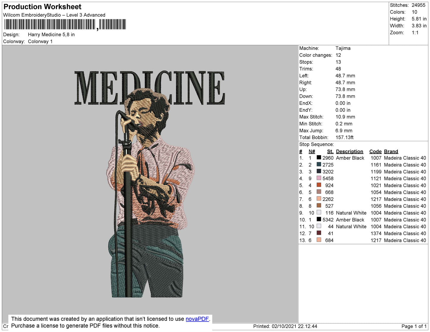 Harry Madicine Embroidery File 4 size