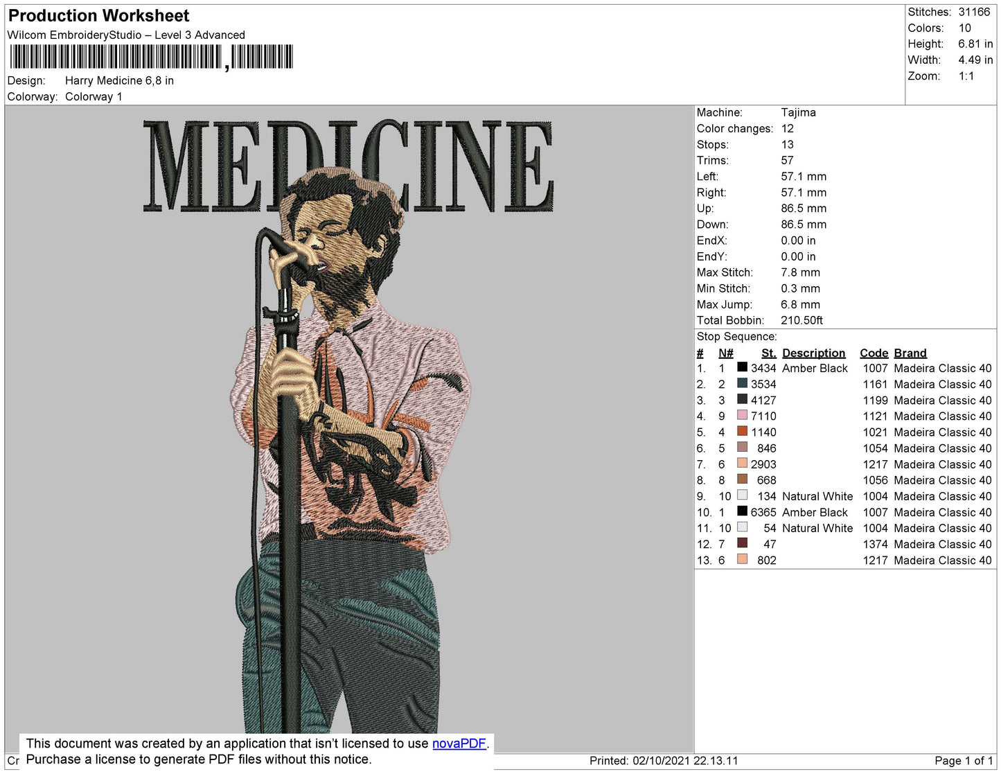 Harry Madicine Embroidery File 4 size
