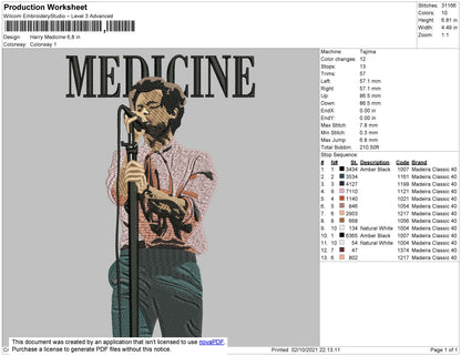 Harry Madicine Embroidery File 4 size