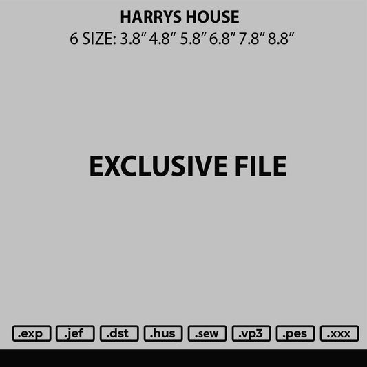 Harrys House Embroidery File 6 sizes