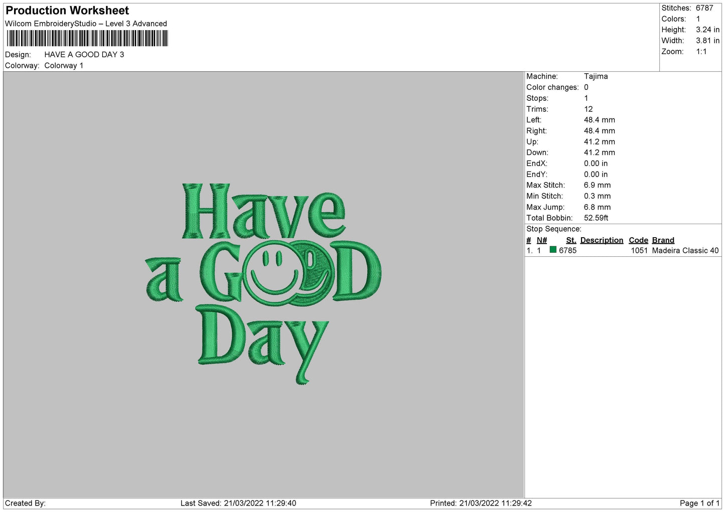 Have A Good Day Embroidery File 4 size