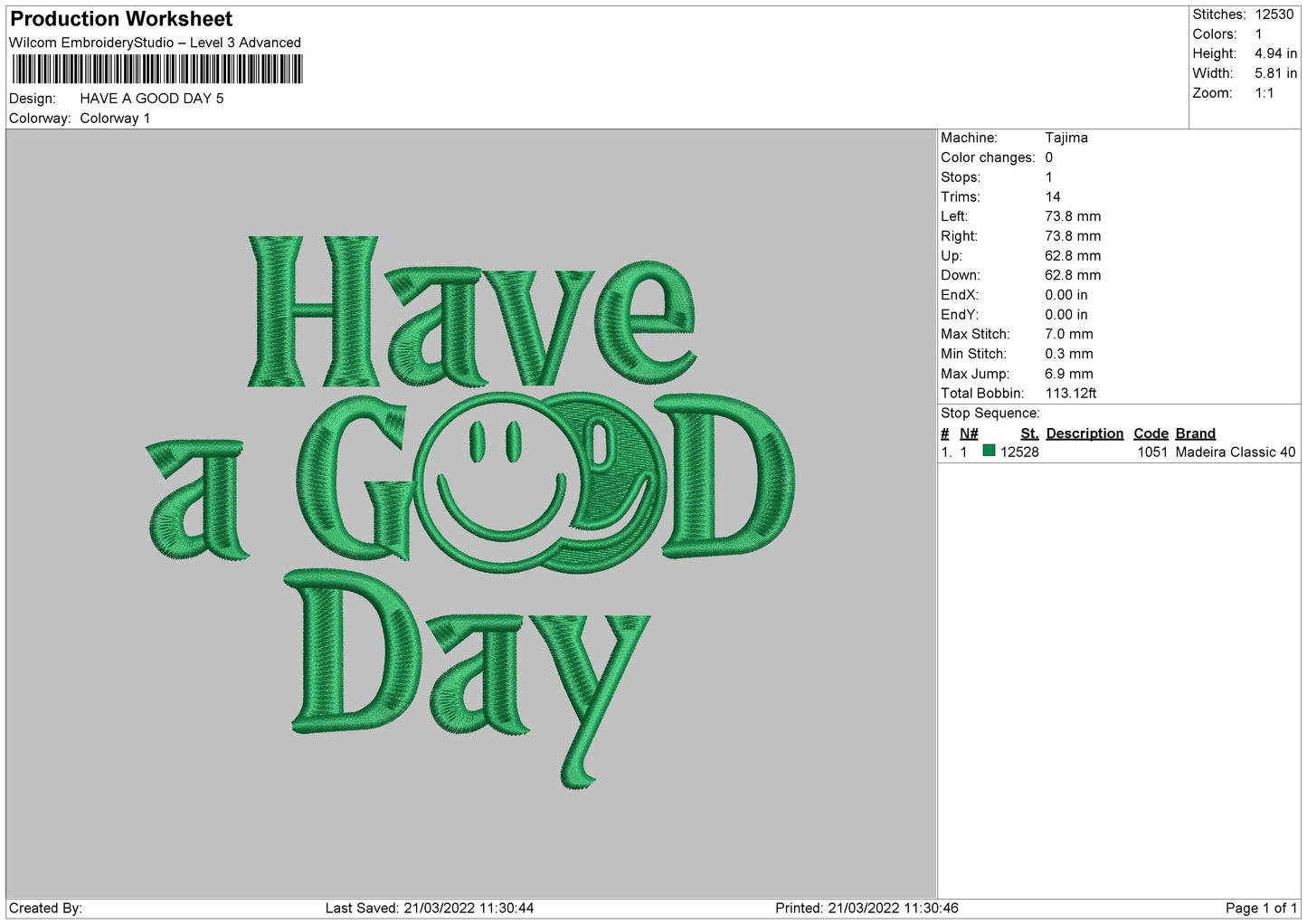 Have A Good Day Embroidery File 4 size
