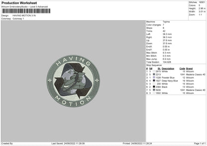Having Motion Embroidery File 4 sizes