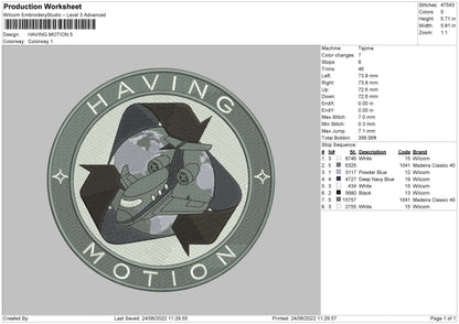Having Motion Embroidery File 4 sizes
