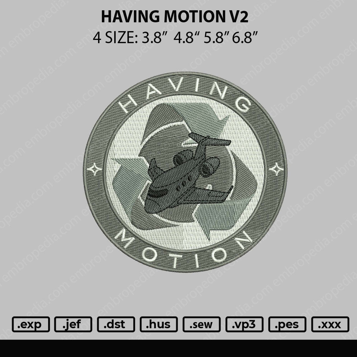Having Motion V2 Embroidery File 4 size
