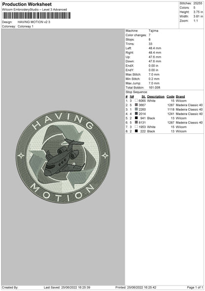 Having Motion V2 Embroidery File 4 size