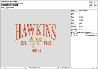 Hawkinstext Embroidery File 6 sizes