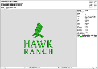Hawktext 2705 Embroidery File 6 sizes