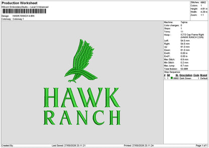 Hawktext 2705 Embroidery File 6 sizes