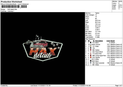 Haxtext Embroidery File 6 sizes
