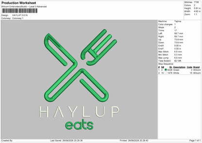 Haylup Text Embroidery Machine Design File 6 sizes