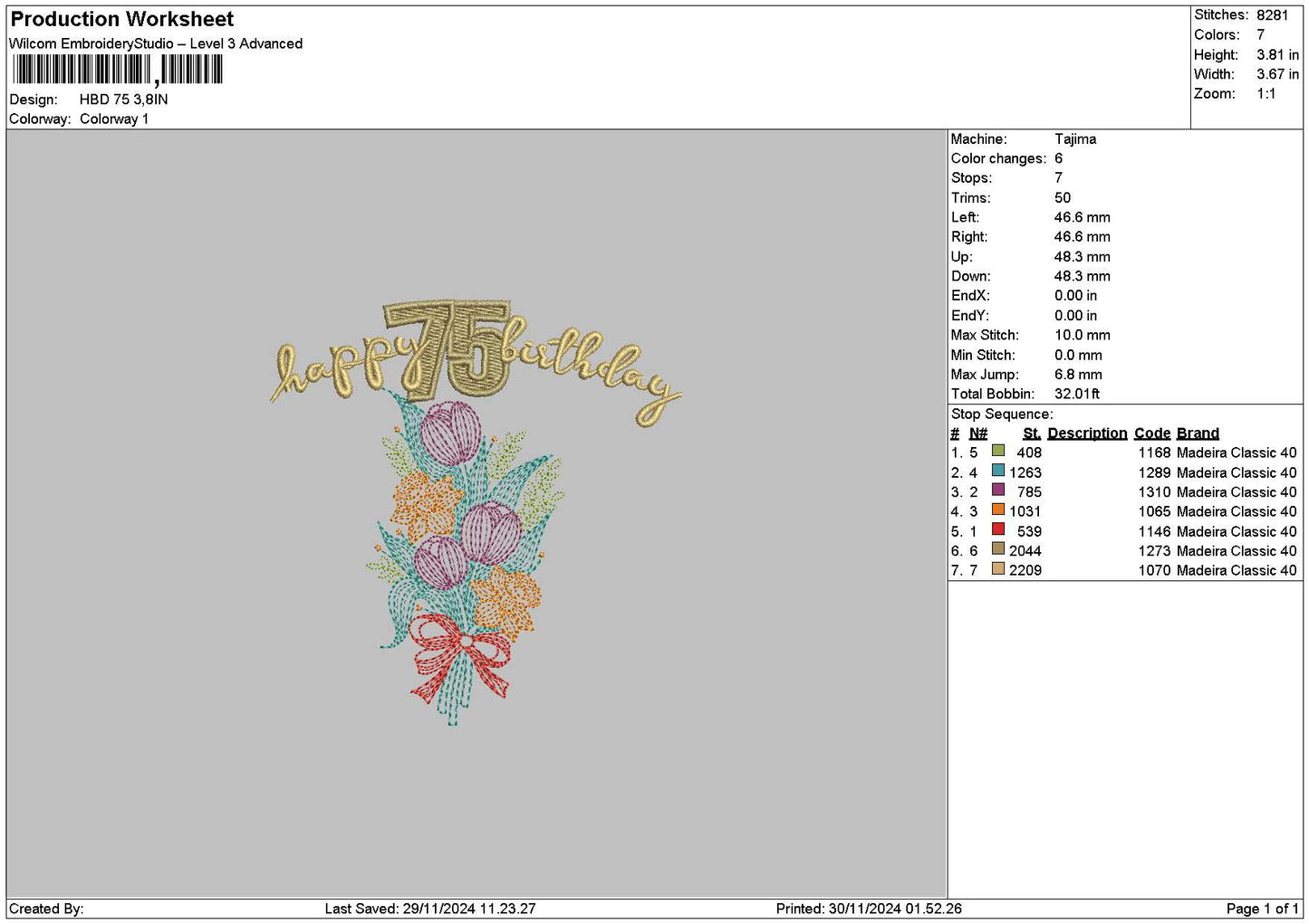 Flowers Hbd Embroidery File 6 sizes