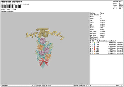 Flowers Hbd Embroidery File 6 sizes