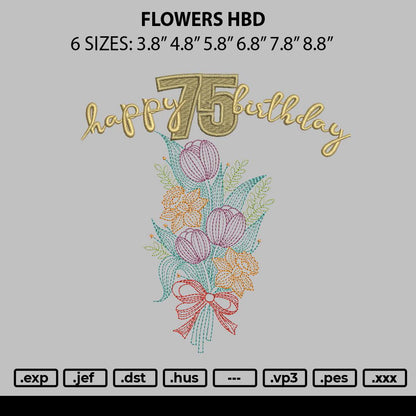 Flowers Hbd Embroidery File 6 sizes