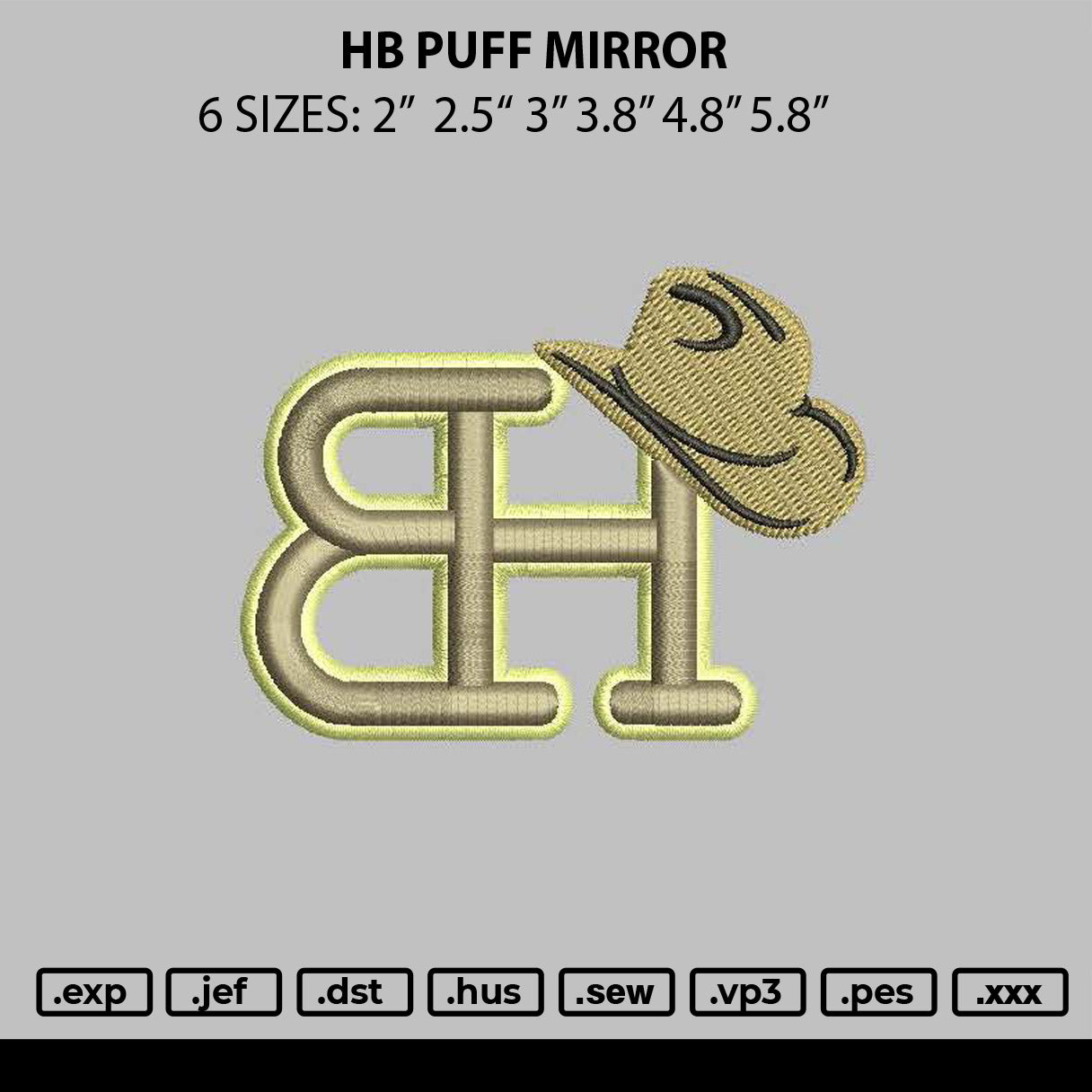 Hb Puff Embroidery File 6 sizes