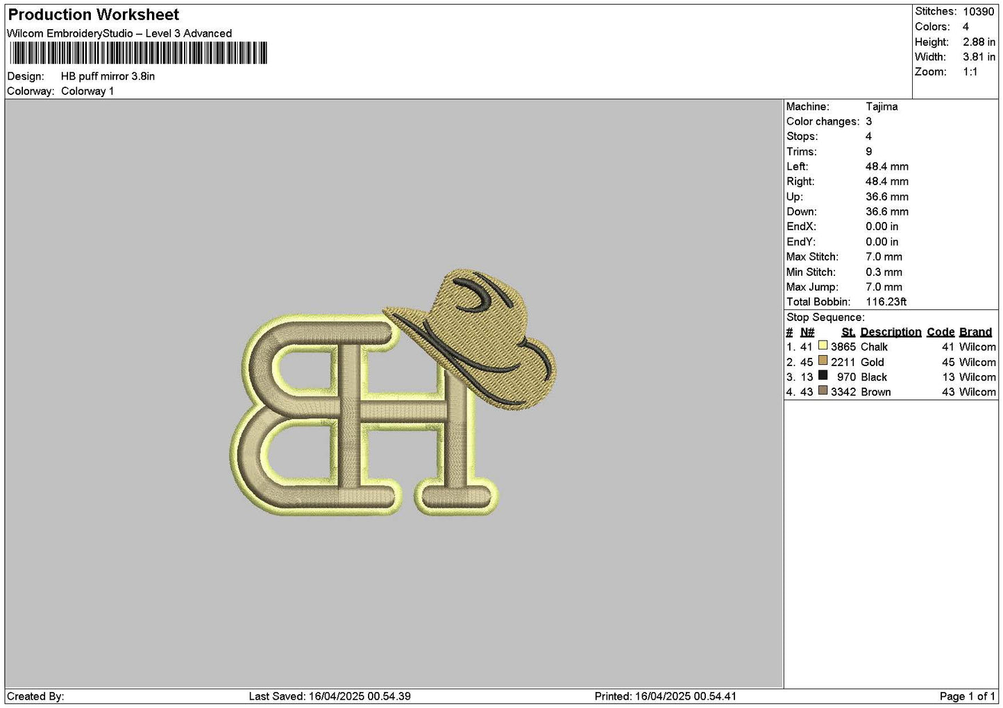 Hb Puff Embroidery File 6 sizes