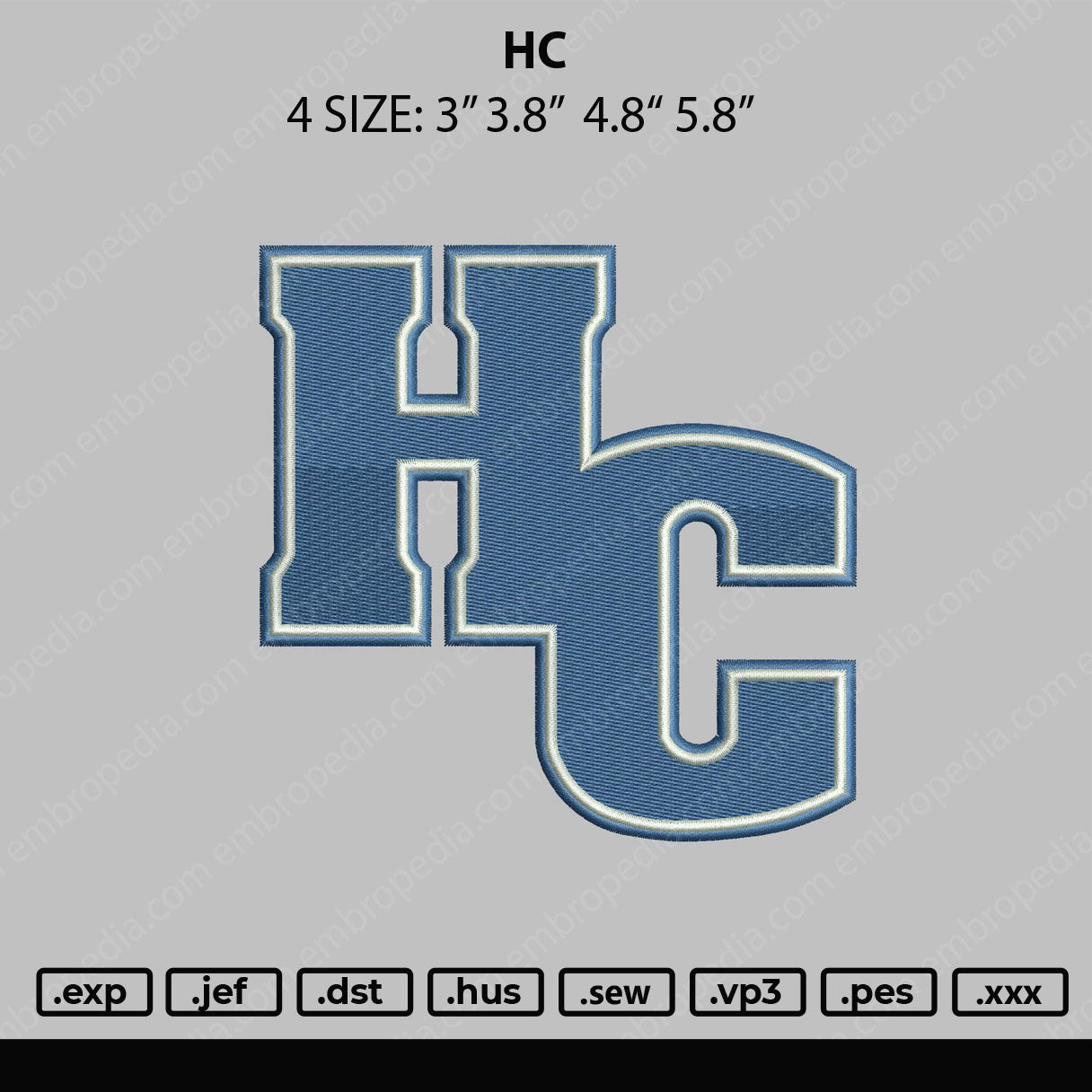 HC Embroidery File 4 size