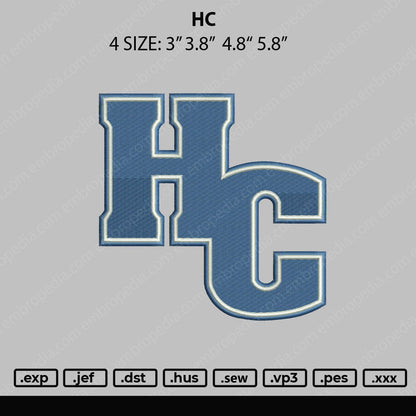 HC Embroidery File 4 size