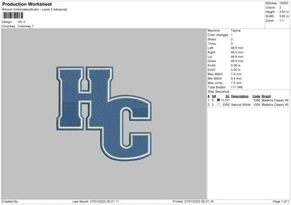 HC Embroidery File 4 size
