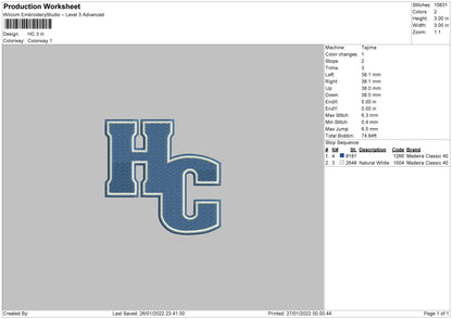 HC Embroidery File 4 size