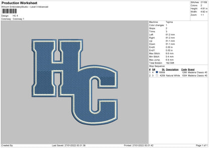 HC Embroidery File 4 size