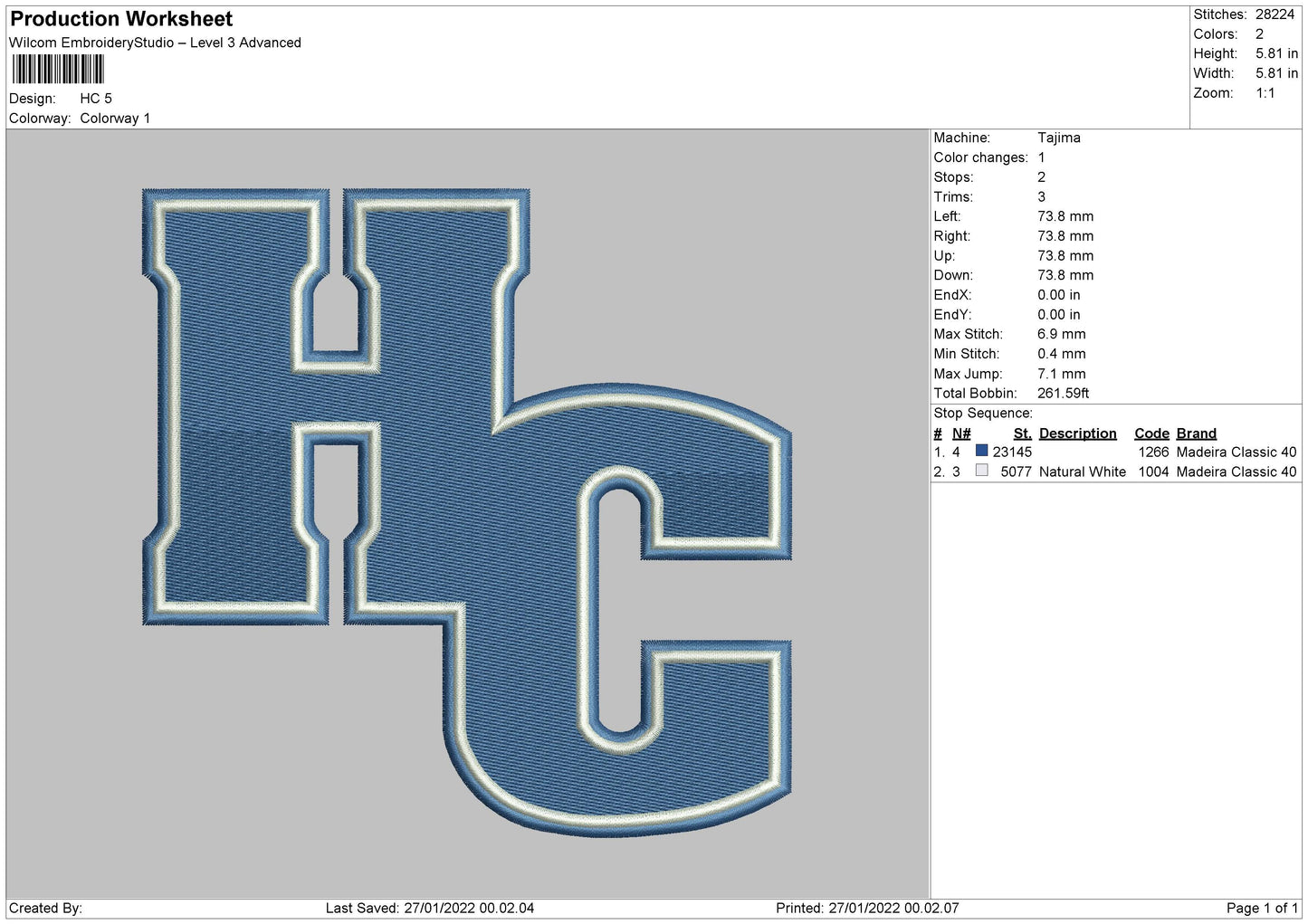 HC Embroidery File 4 size