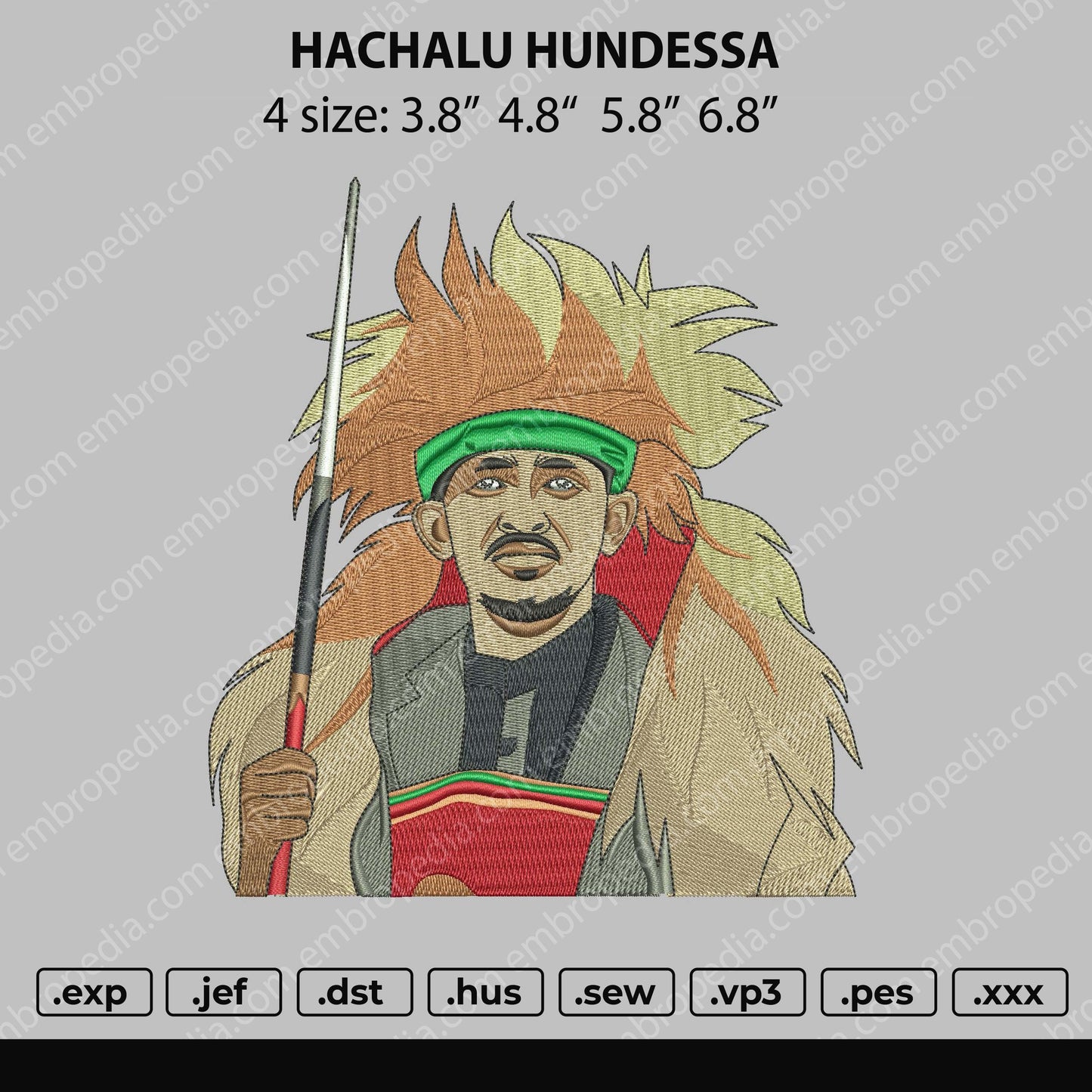Hachalu Hundessa Embroidery File 4 size