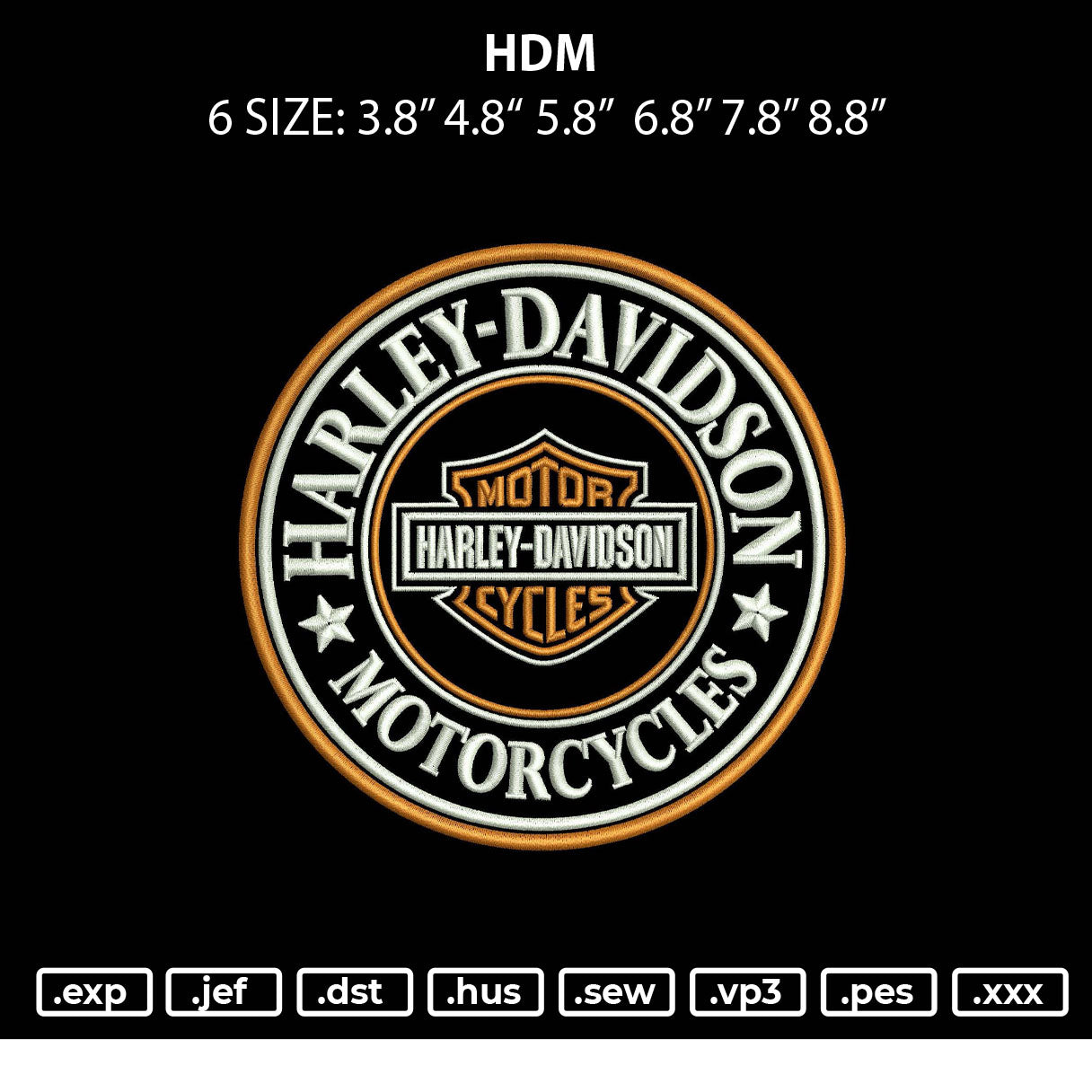 Hdm Embroidery File 6 sizes